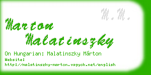 marton malatinszky business card